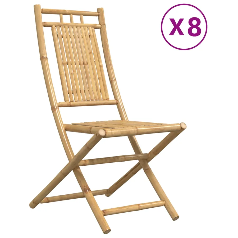 Chaises pliables de jardin lot de 8 46x66x99 cm bambou - 2