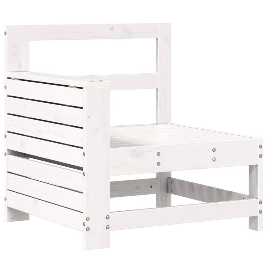 Salon de jardin 7 pcs blanc bois de pin massif - 5