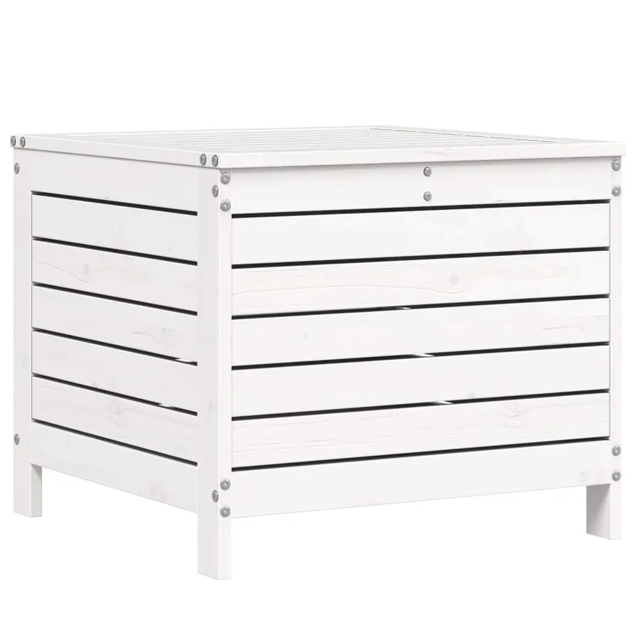 Salon de jardin 7 pcs blanc bois de pin massif - 9