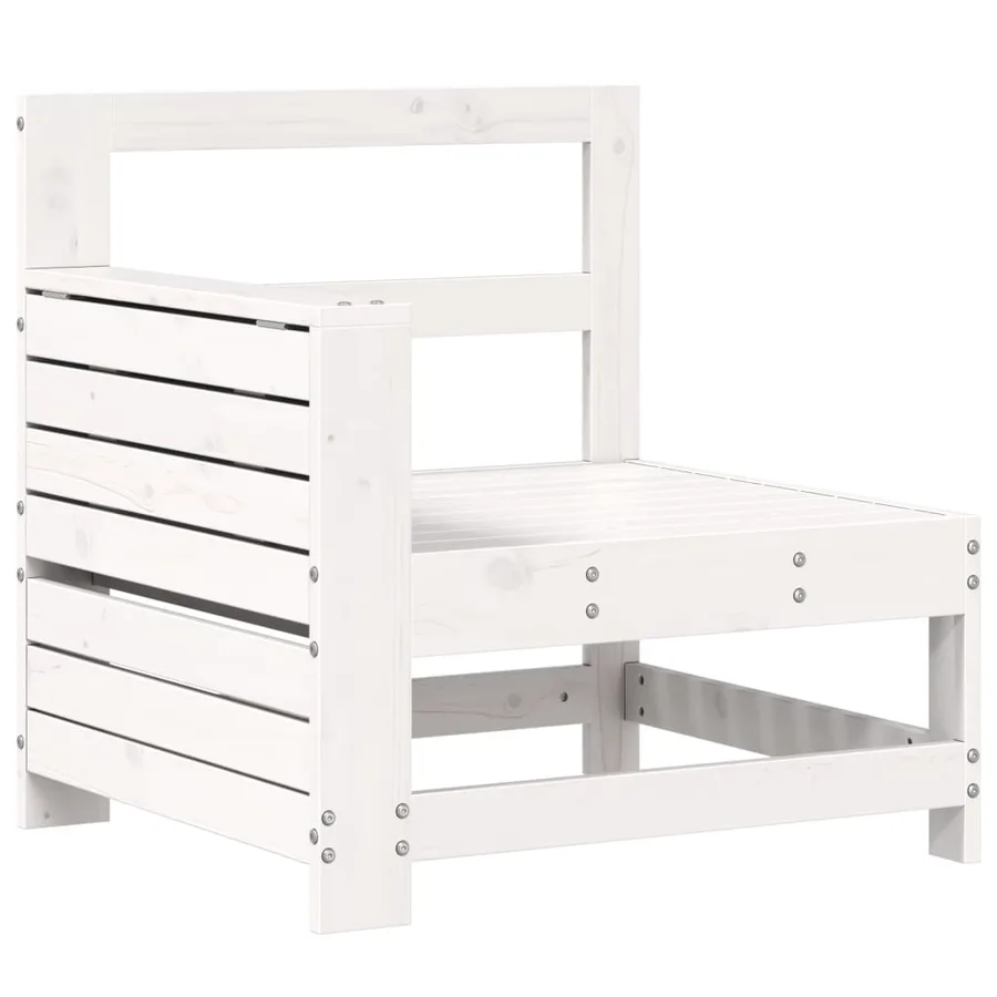 Salon de jardin 5 pcs blanc bois massif de pin - 4