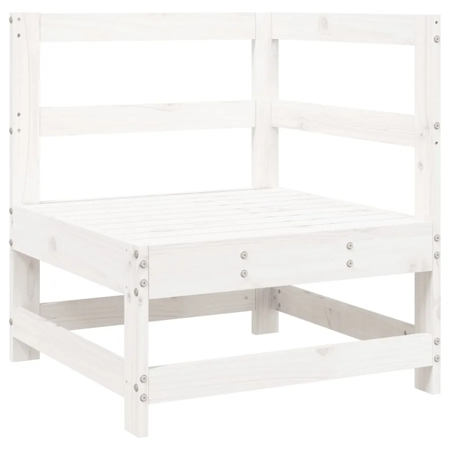 Salon de jardin 5 pcs blanc bois massif de pin - 5
