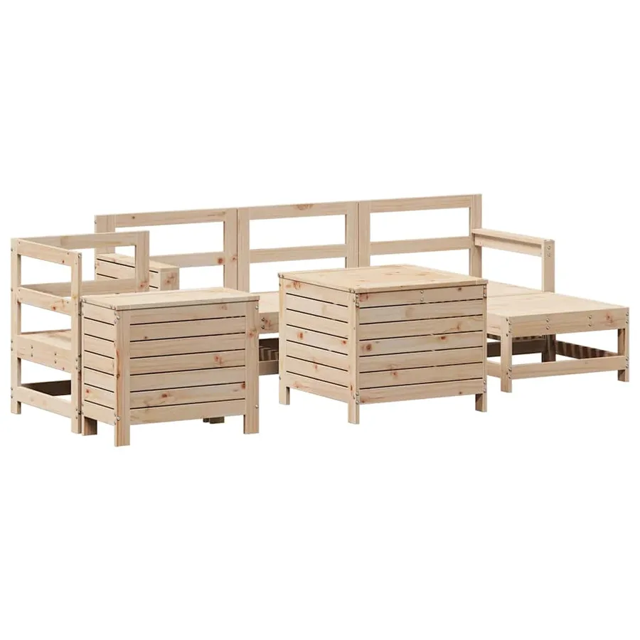 Salon de jardin 7 pcs bois de pin massif - 2