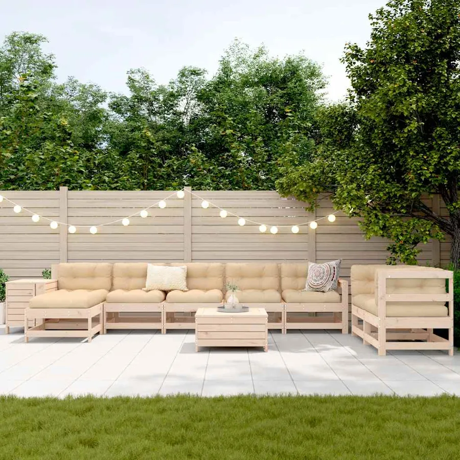 Salon de jardin 10 pcs bois de pin massif - 3