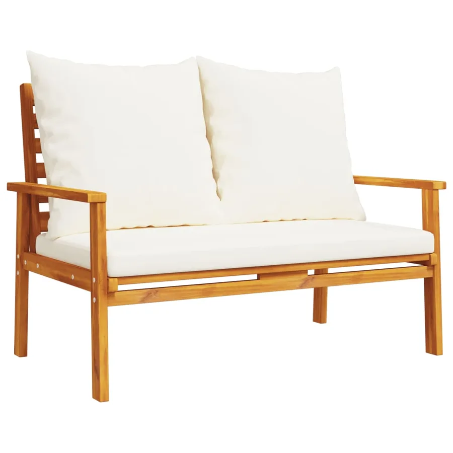 Salon de jardin 3 pcs avec coussins bois massif d'acacia - 4
