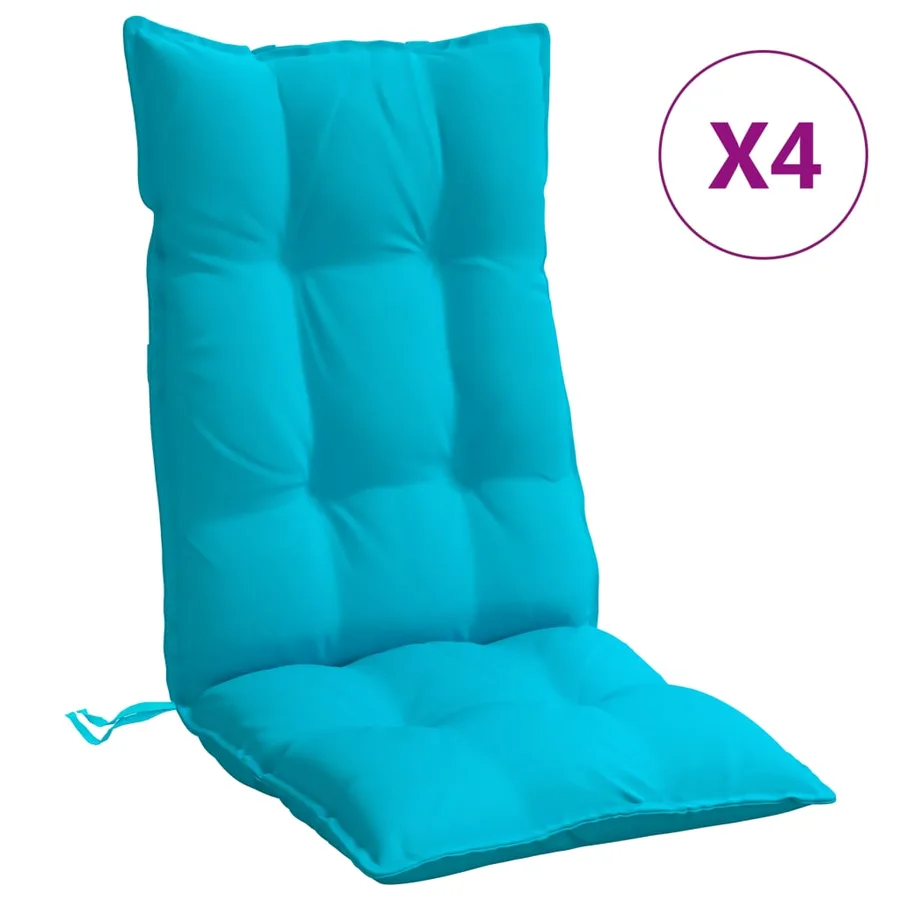 Coussins de chaise à dossier haut lot de 4 turquoise - 2