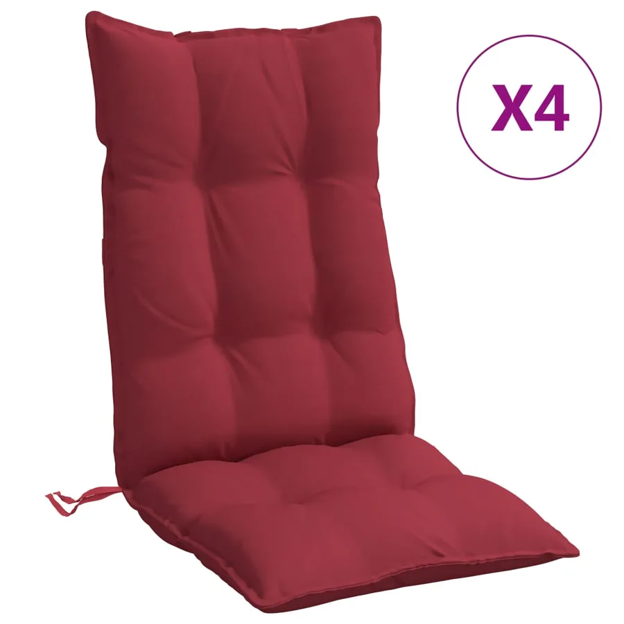 Coussins de chaise à dossier haut lot de 4 rouge bordeaux - 2