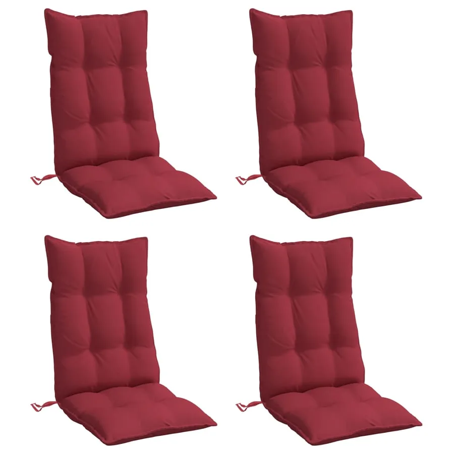 Coussins de chaise à dossier haut lot de 4 rouge bordeaux - 3
