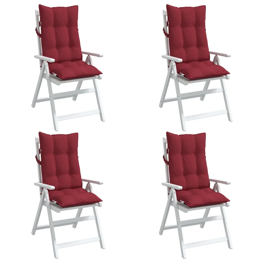 Coussins de chaise à dossier haut lot de 4 rouge bordeaux - 4