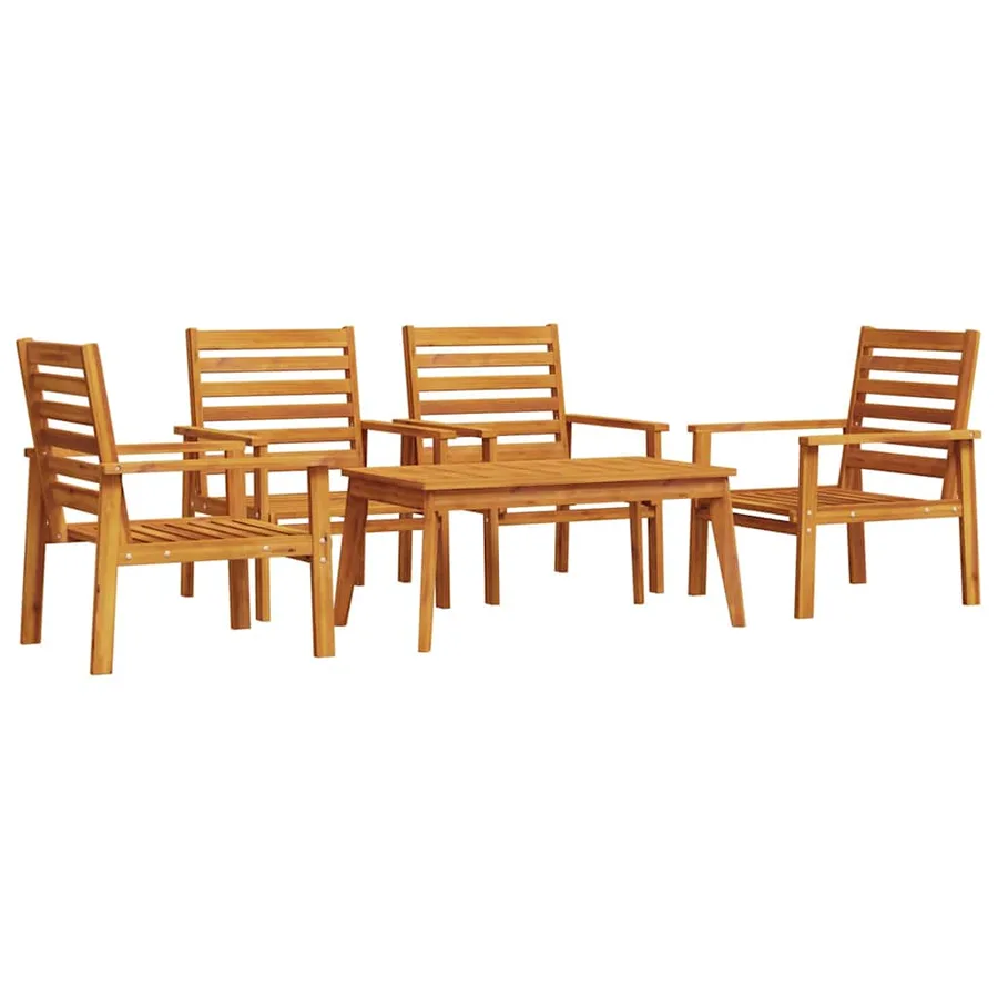 Salon de jardin 5 pcs bois d'acacia solide - 2