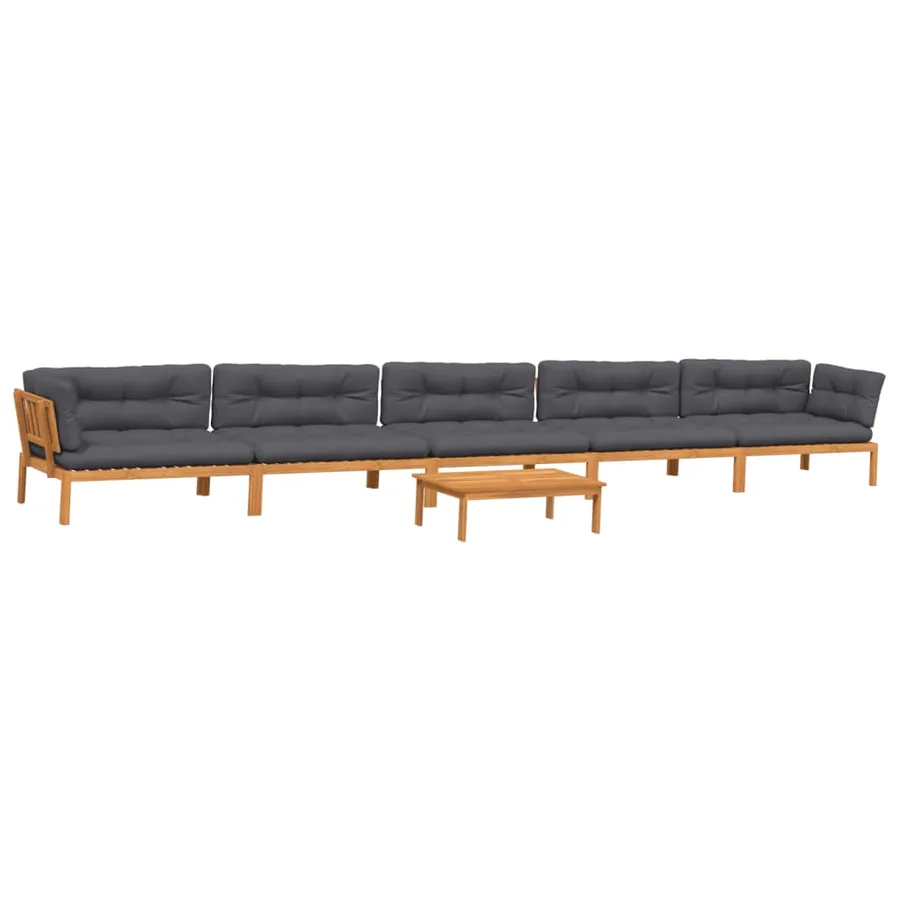 Salon palette de jardin avec coussins 6pcs bois d'acacia massif - 2