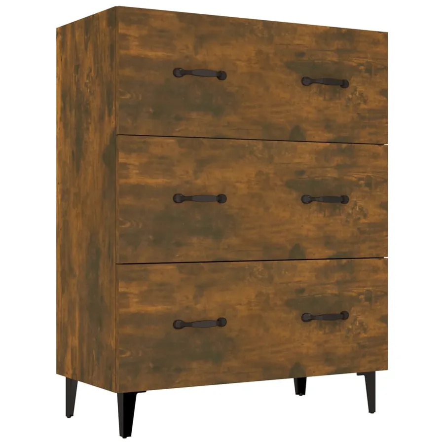 Buffet chêne fumé 69,5x34x90 cm bois d'ingénierie - 2