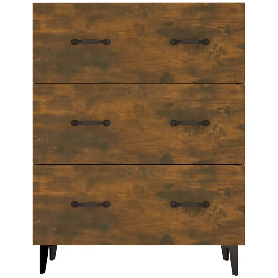 Buffet chêne fumé 69,5x34x90 cm bois d'ingénierie - 5