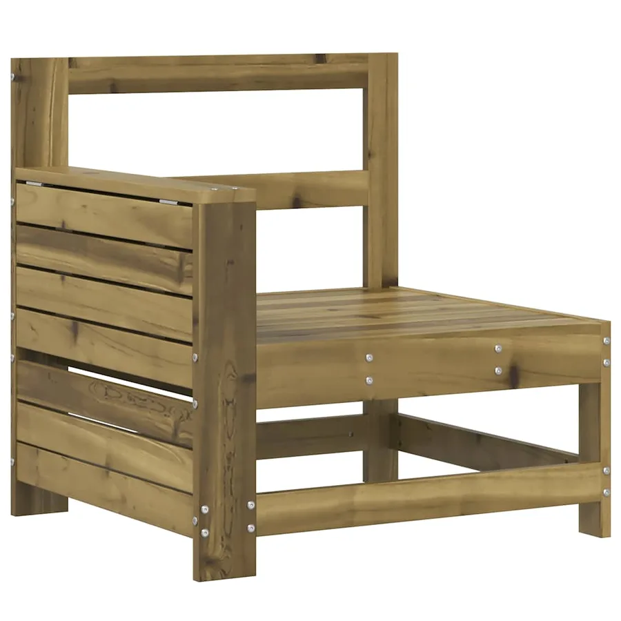 Canapé de jardin accoudoir avec table d'appoint pin imprégné - 2