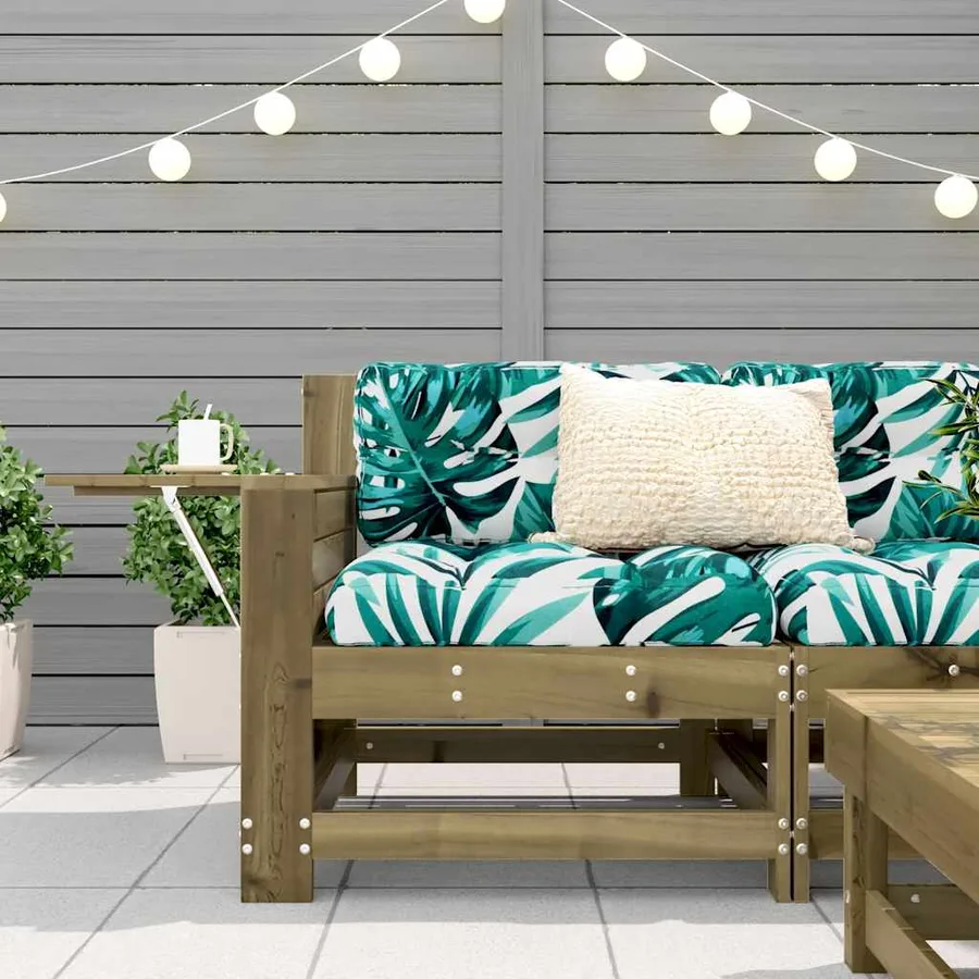 Canapé de jardin accoudoir avec table d'appoint pin imprégné - 3
