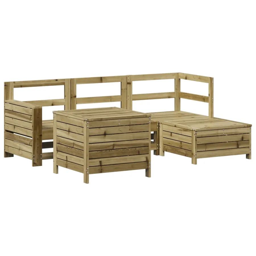 Salon de jardin 5 pcs bois de pin imprégné - 2