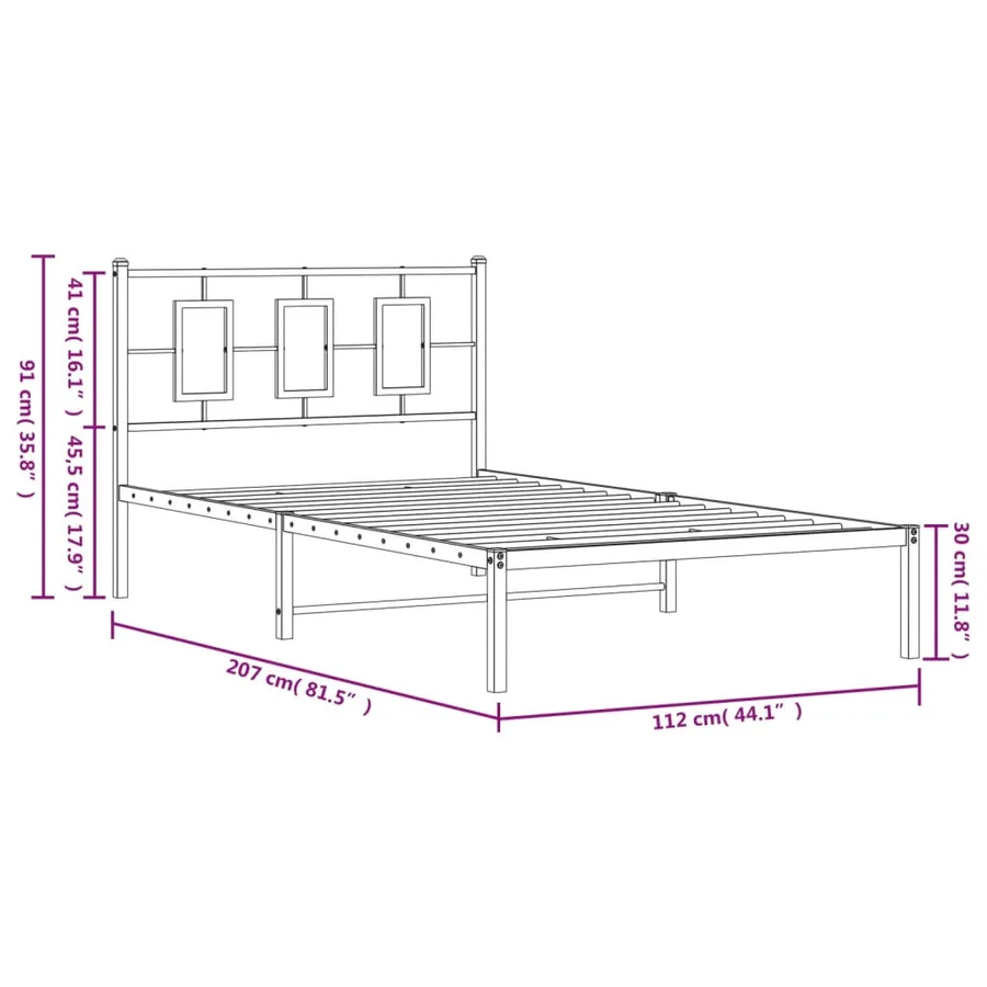 Cadre de lit métal sans matelas et tête de lit blanc 107x203 cm - 10