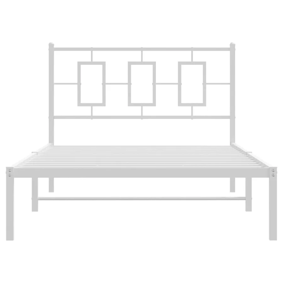Cadre de lit métal sans matelas et tête de lit blanc 107x203 cm - 5