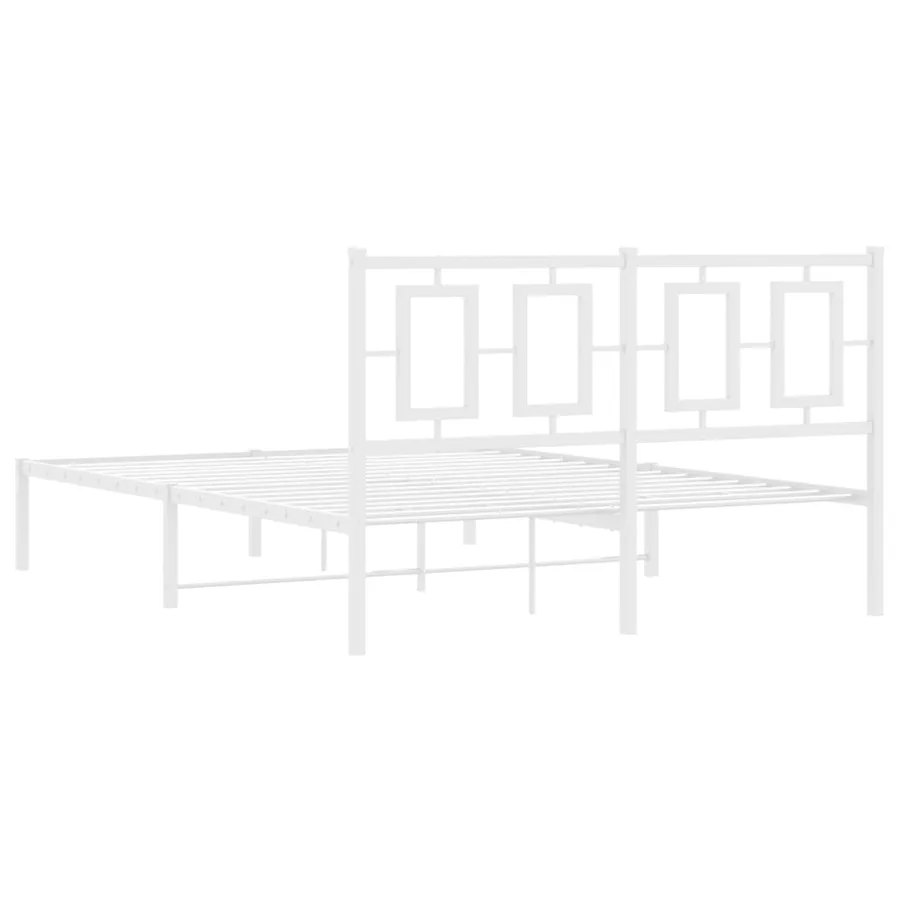 Cadre de lit métal sans matelas et tête de lit blanc 140x190 cm - 7