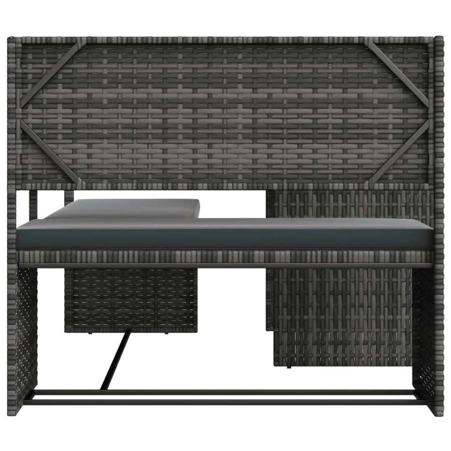 Canapé de jardin avec table et coussins en forme de L gris - 4