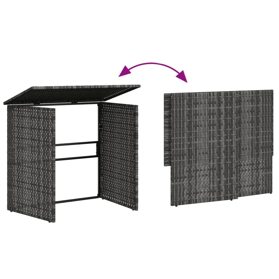 Canapé de jardin avec table et coussins en forme de L gris - 5