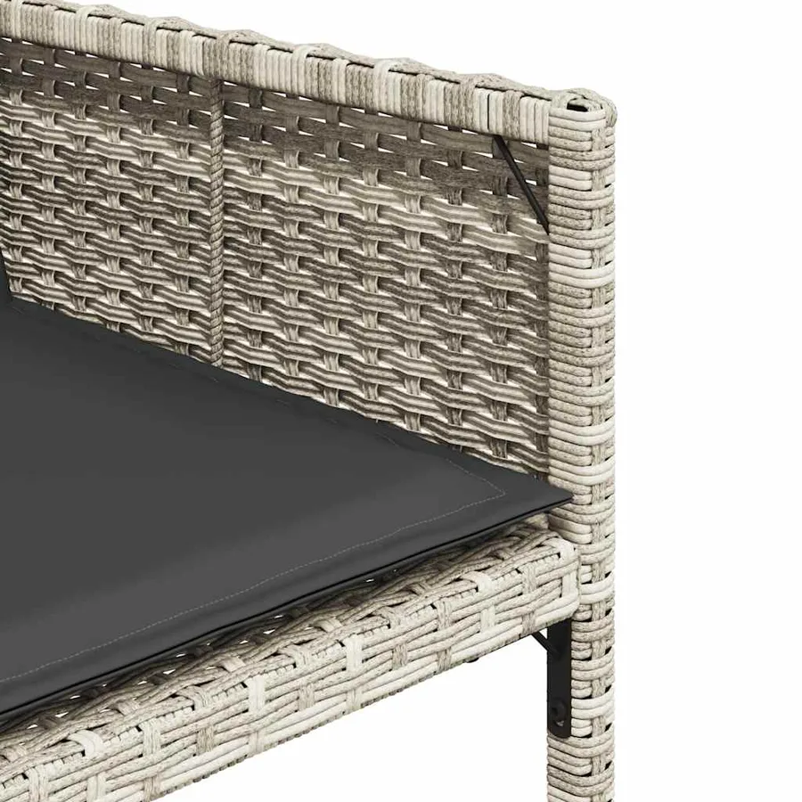 Ensemble à manger de jardin 11pcs avec coussins gris poly rotin - 5