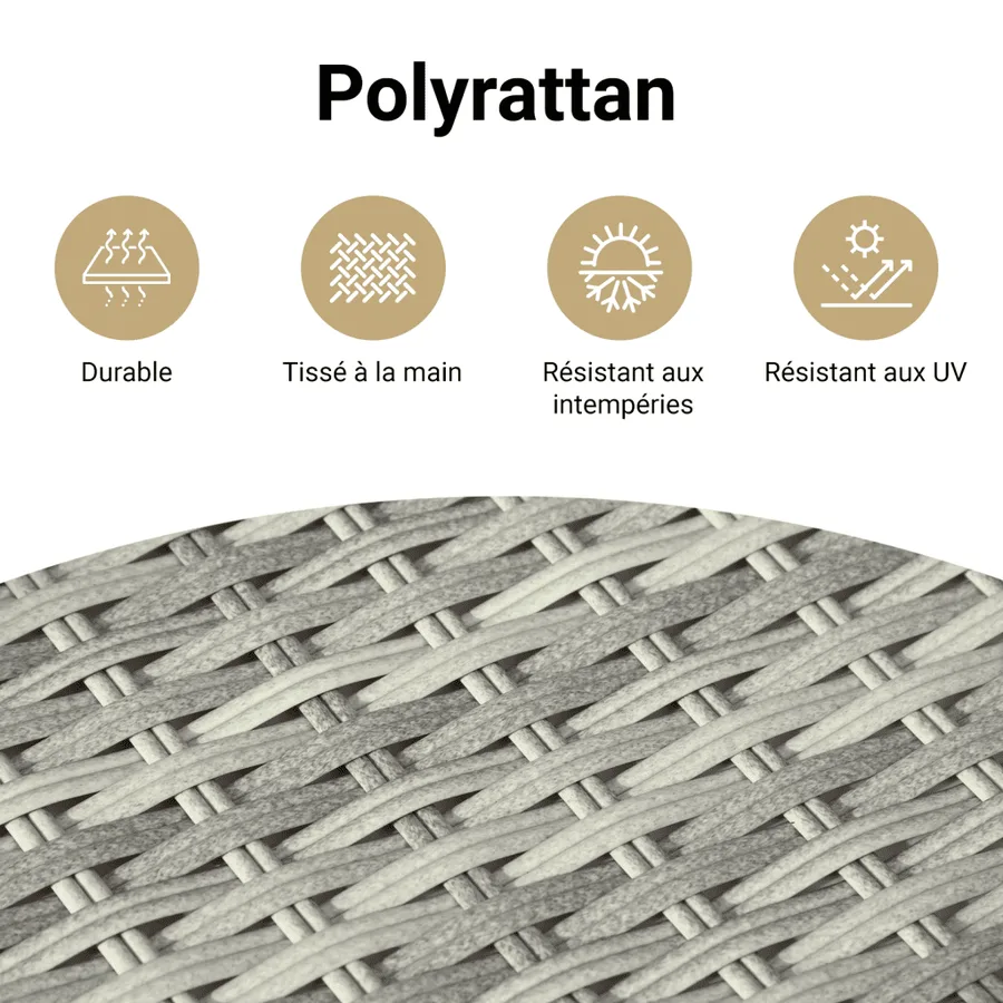 Ensemble à manger de jardin et coussins 13 pcs gris clair rotin - 10
