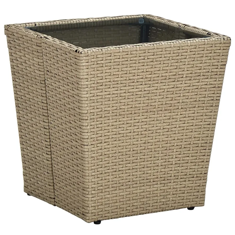 Ensemble de bistro avec coussins 3 pcs beige rotin et verre - 4