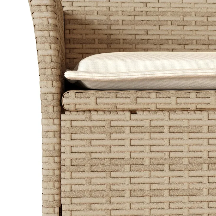 Ensemble de bistro avec coussins 3 pcs beige rotin et verre - 5