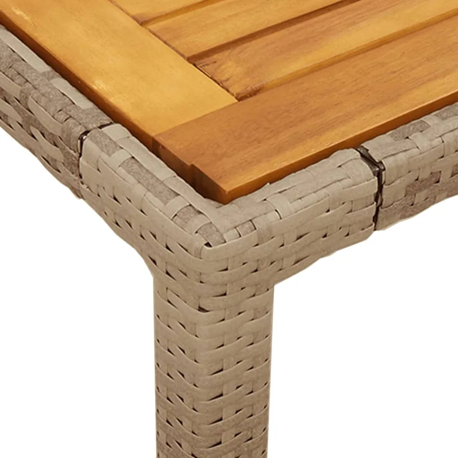 Ensemble à manger de jardin et coussins 3pcs beige rotin acacia - 6