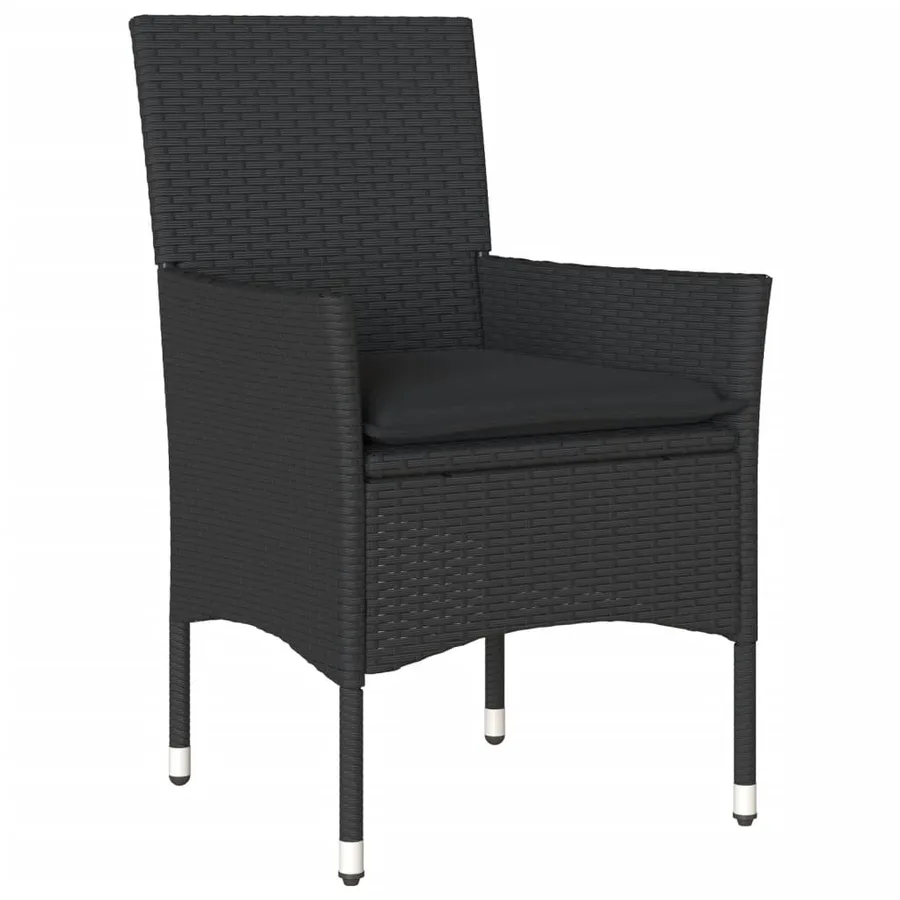 Ensemble à manger de jardin et coussins 3 pcs noir rotin verre - 3