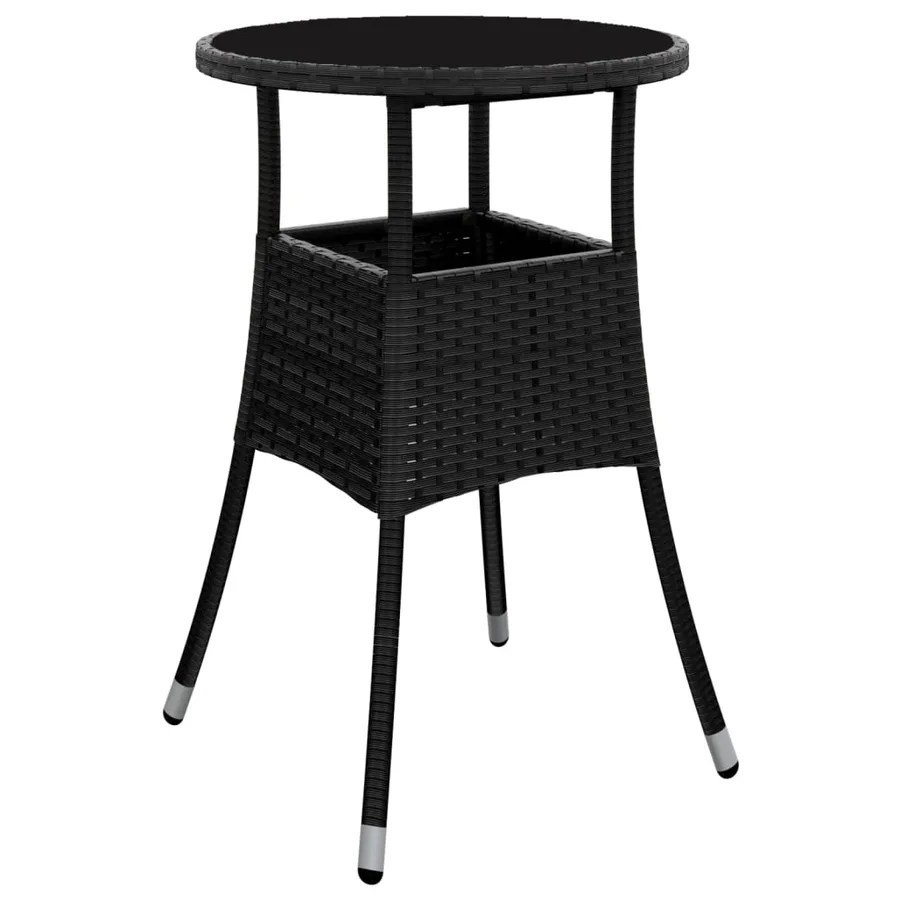 Ensemble à manger de jardin et coussins 3 pcs noir rotin verre - 6