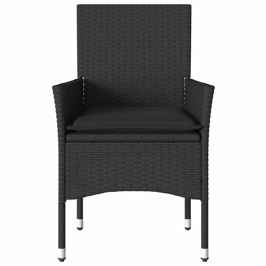 Chaises de jardin avec coussins lot de 2 noir résine tressée - 5