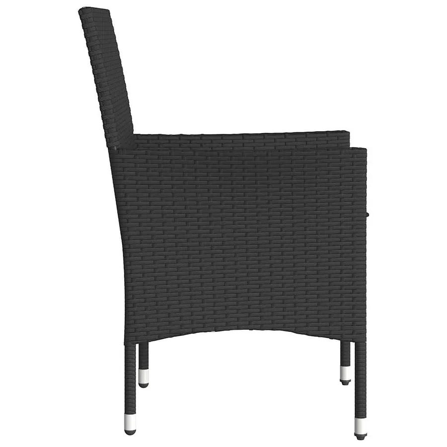Chaises de jardin avec coussins lot de 2 noir résine tressée - 6