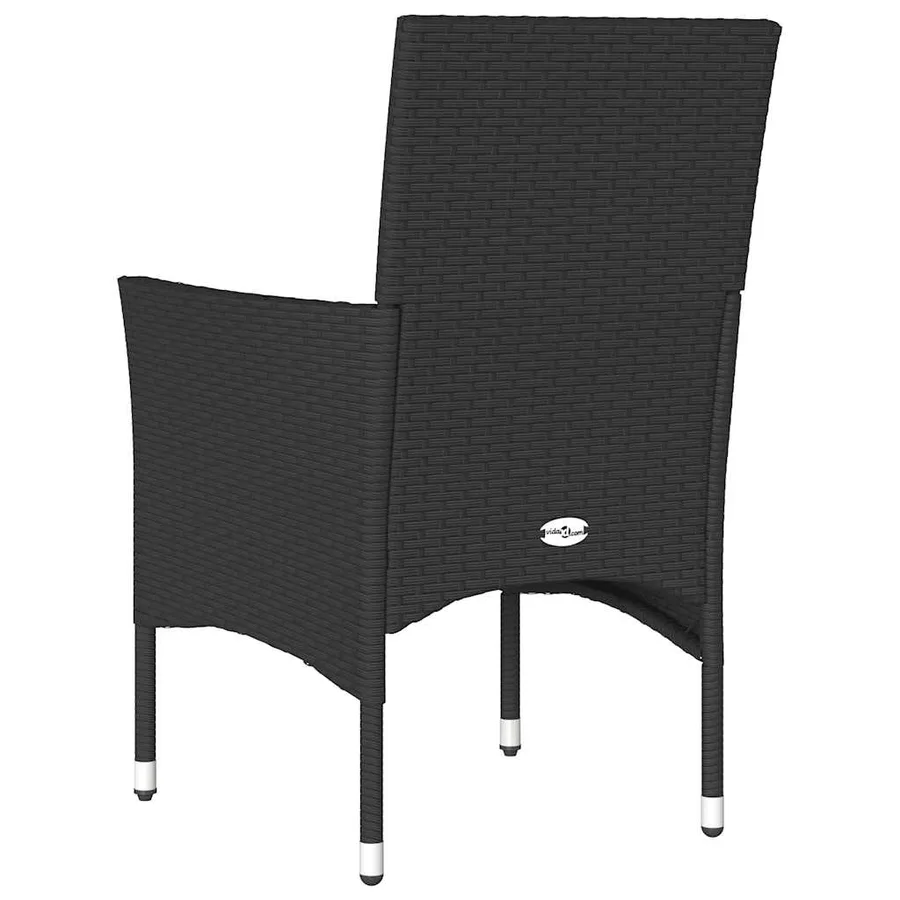 Chaises de jardin avec coussins lot de 2 noir résine tressée - 7