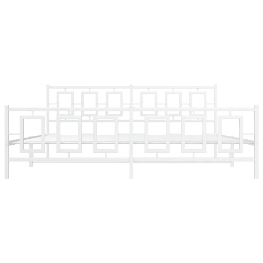 Cadre de lit métal sans matelas et pied de lit blanc 200x200 cm - 5