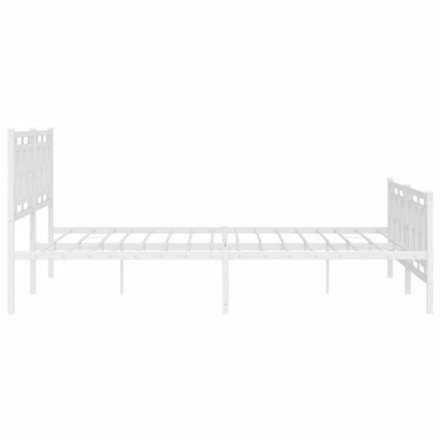 Cadre de lit métal sans matelas et pied de lit blanc 200x200 cm - 6