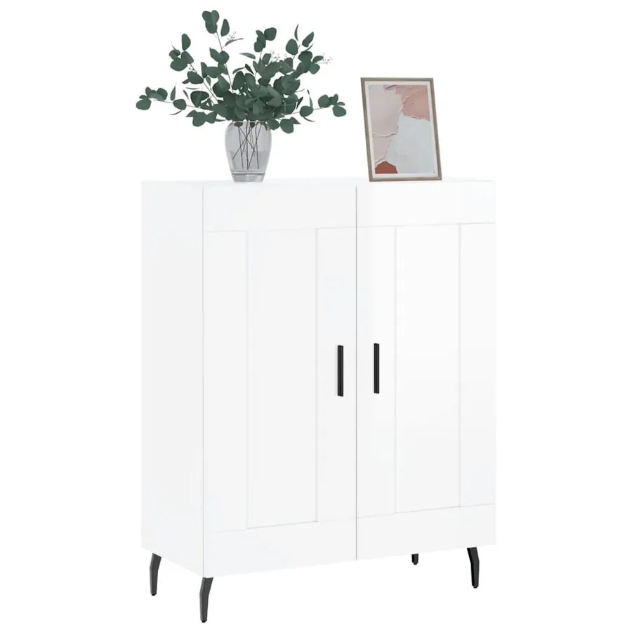 Buffet Blanc brillant 69,5x34x90 cm Bois d'ingénierie - 3