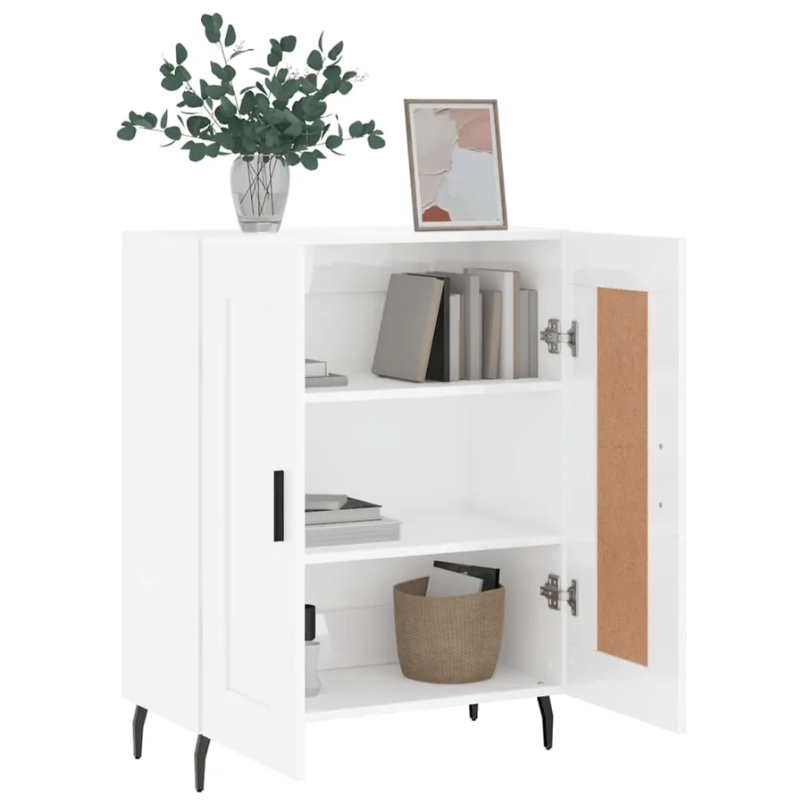 Buffet Blanc brillant 69,5x34x90 cm Bois d'ingénierie - 4