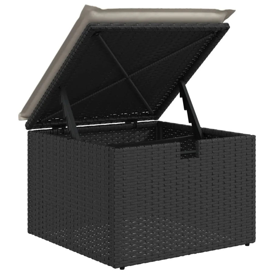 Salon de jardin 6 pcs avec coussins noir résine tressée - 12