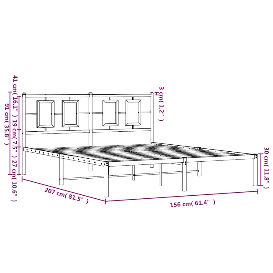 Cadre de lit métal sans matelas et tête de lit blanc 150x200 cm - 10