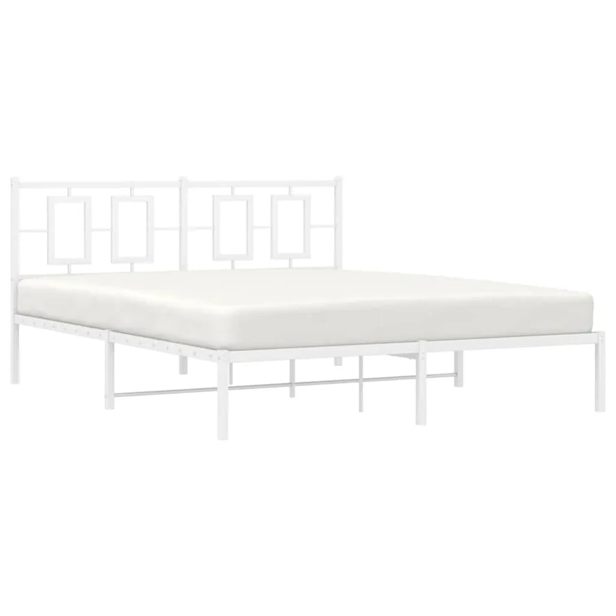 Cadre de lit métal sans matelas et tête de lit blanc 150x200 cm - 4