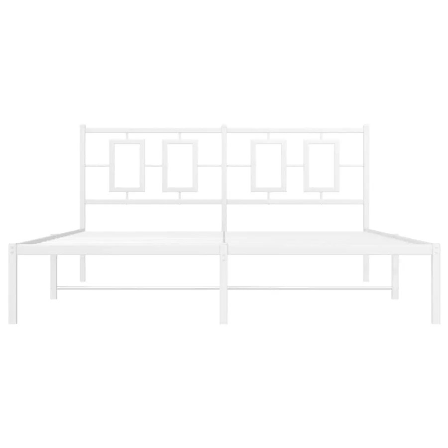 Cadre de lit métal sans matelas et tête de lit blanc 150x200 cm - 5