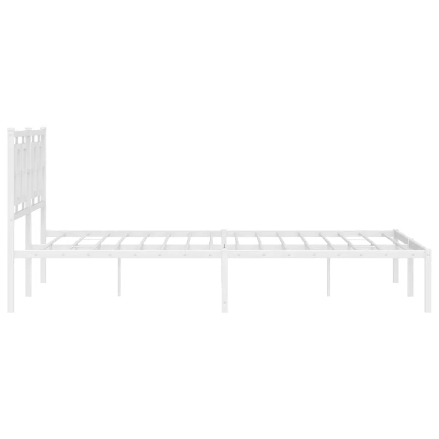 Cadre de lit métal sans matelas et tête de lit blanc 150x200 cm - 6