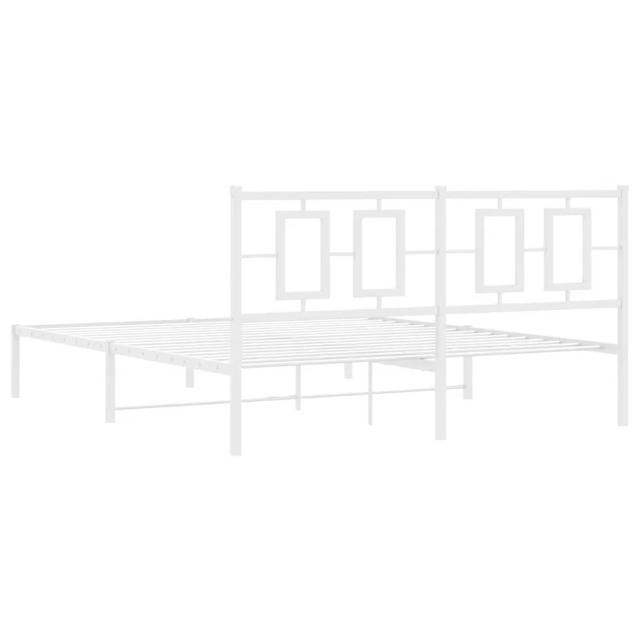 Cadre de lit métal sans matelas et tête de lit blanc 150x200 cm - 7