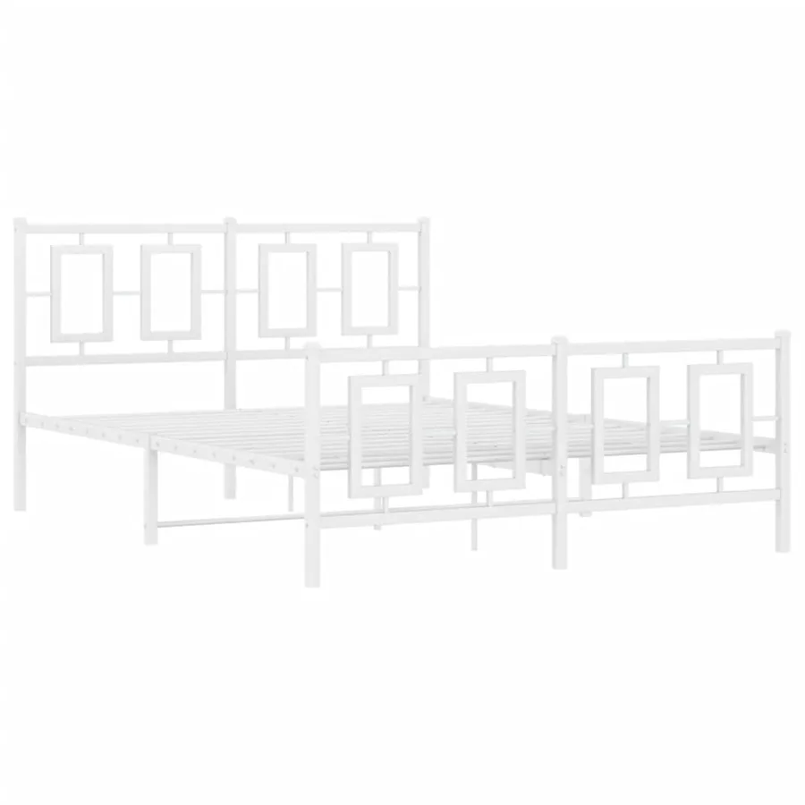 Cadre de lit métal sans matelas et pied de lit blanc 140x190 cm - 3