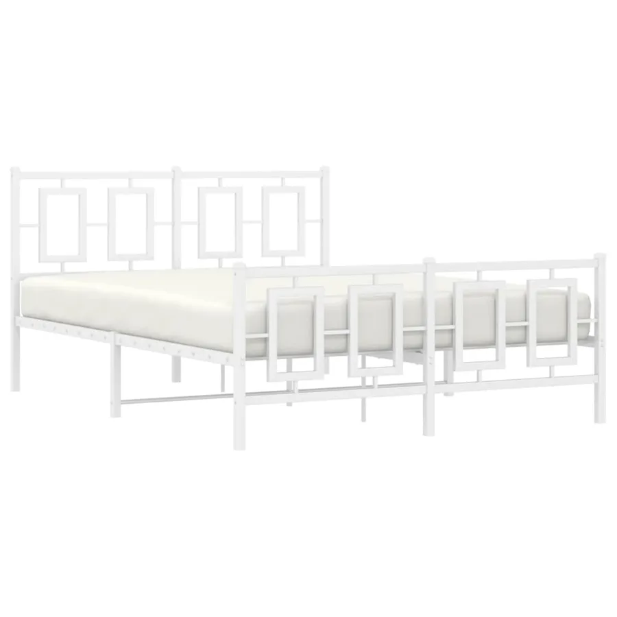 Cadre de lit métal sans matelas et pied de lit blanc 140x190 cm - 4