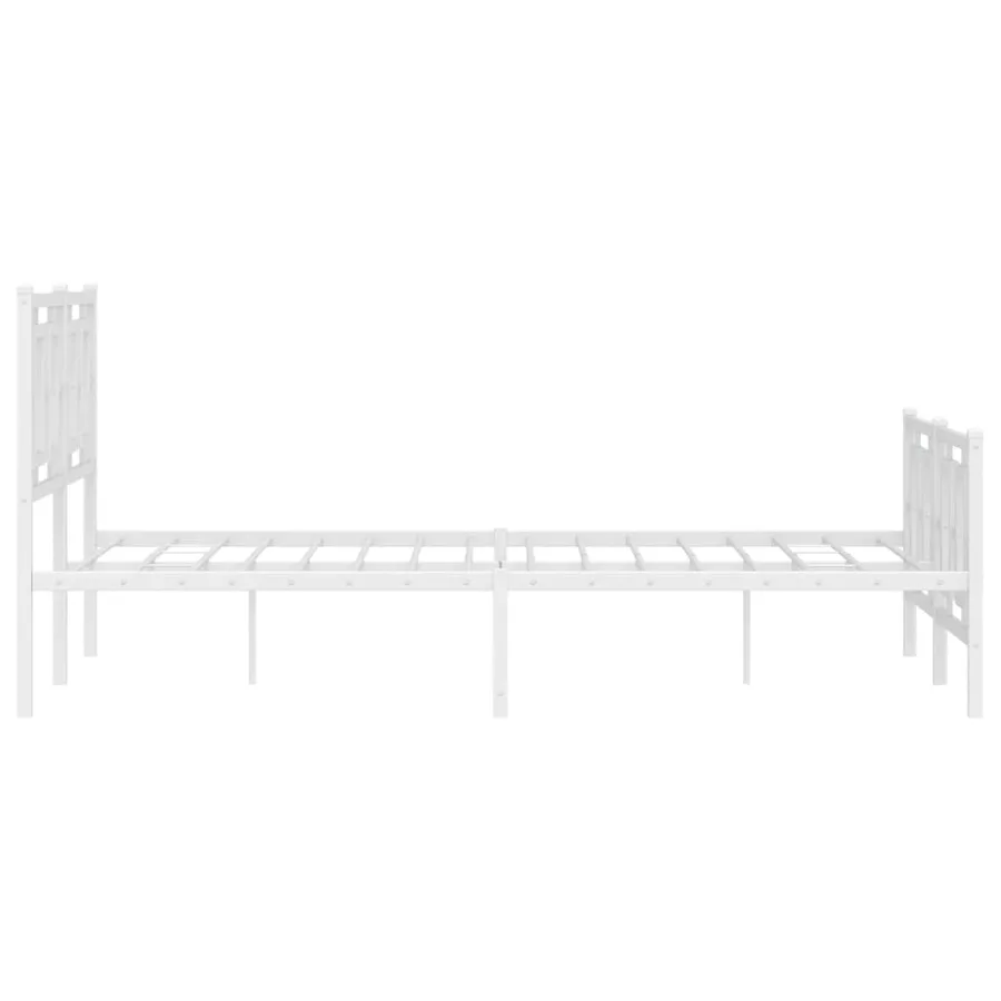 Cadre de lit métal sans matelas et pied de lit blanc 140x190 cm - 6