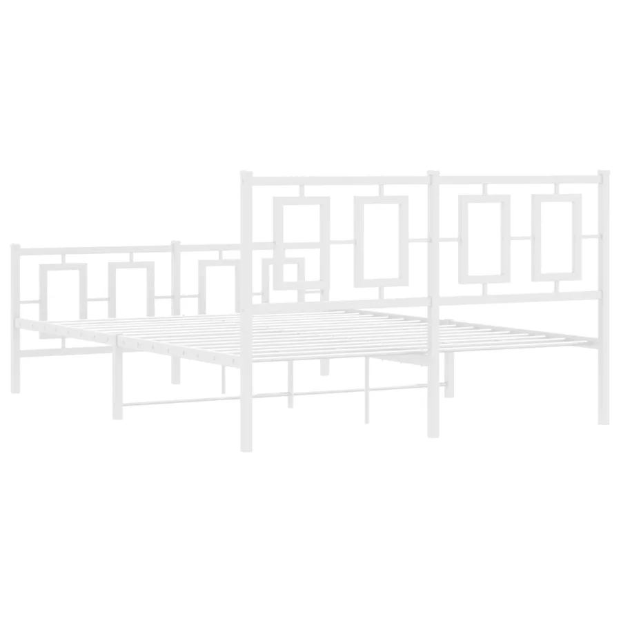 Cadre de lit métal sans matelas et pied de lit blanc 140x190 cm - 7