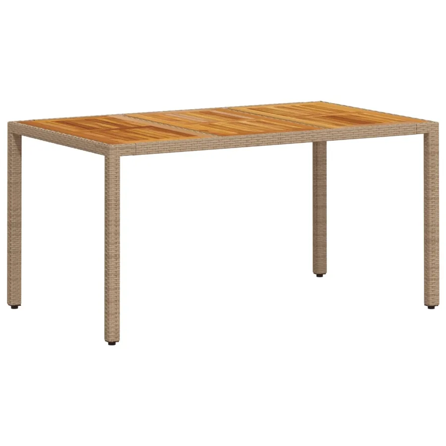 Ensemble à manger de jardin et coussins 5pcs beige rotin acacia - 4