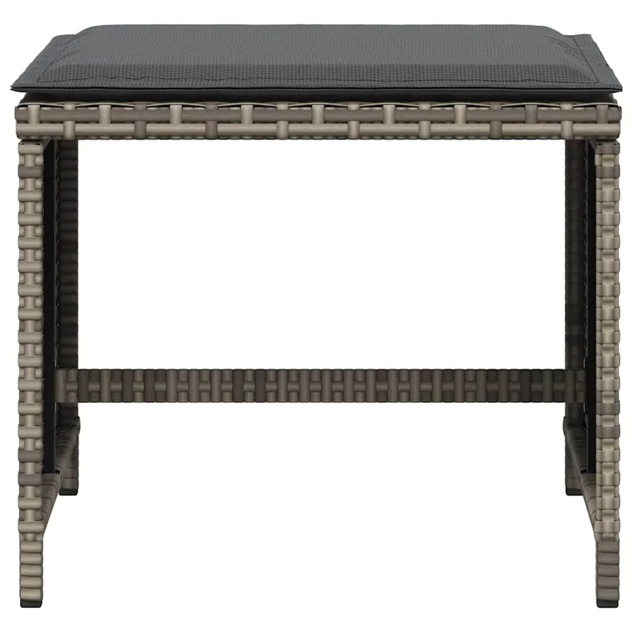 Tabourets de jardin et coussins lot de 4 gris 41x41x36 cm rotin - 5